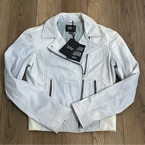 Lamarque Kiya Fitted Leather Jacket Blue‎ NEW